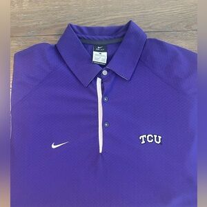Nike Dri Fit TCU Horned Frogs Short Sleeve Polo Shirt Size L‎ Great Condition